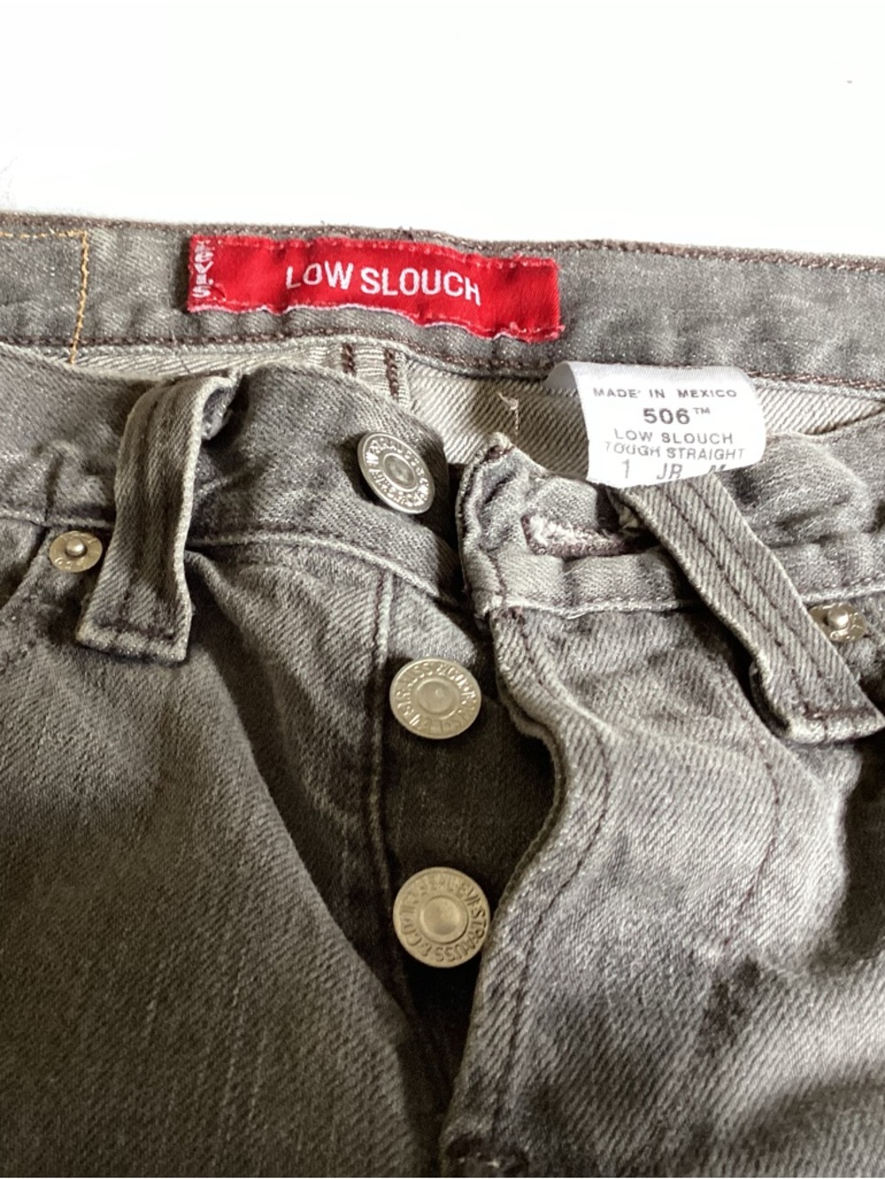LOW SLOUCH  Levi’s 506 button fly, Tough Straight Jeans - Gray